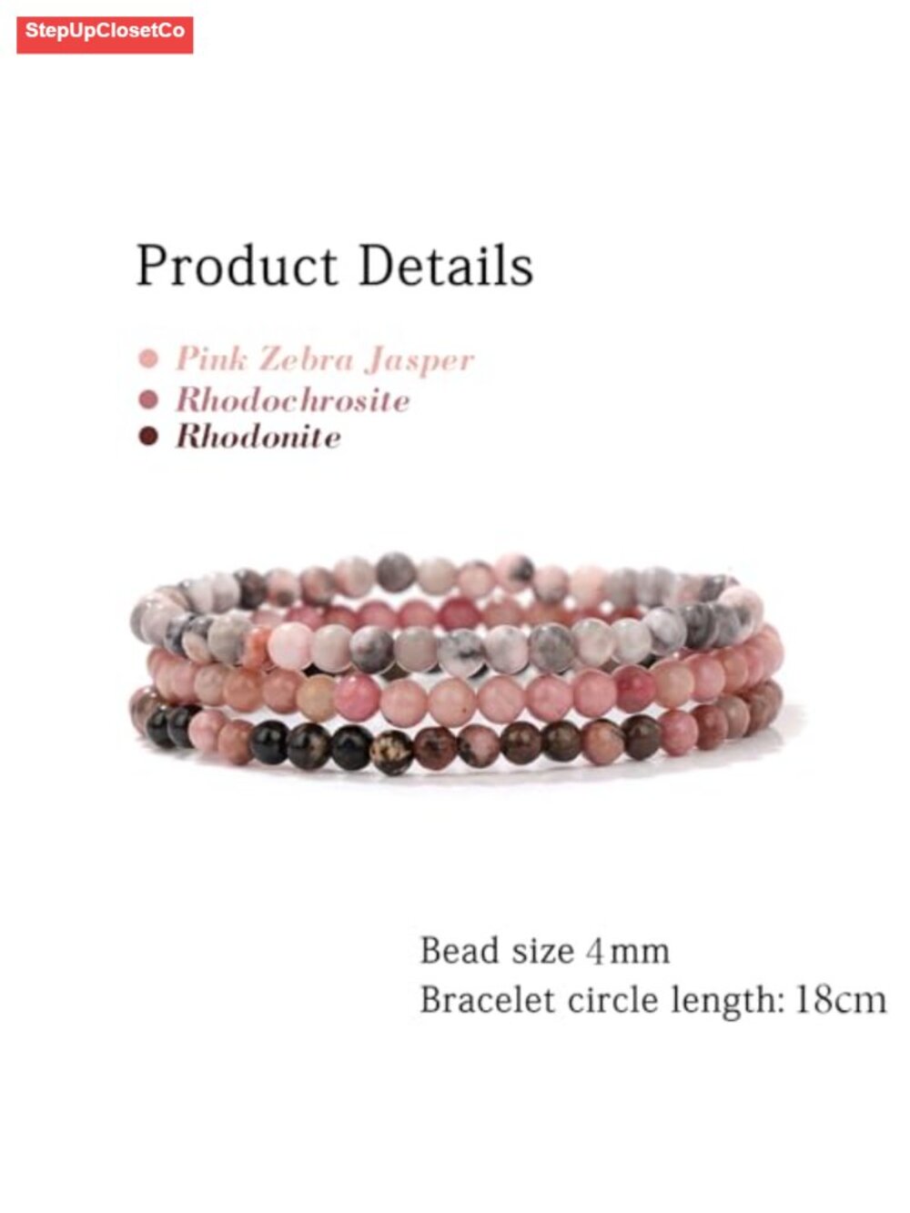 3 PCS Healing Crystal Stretch Bracelets Set Natural Stone Beaded for Women - Picture 4 of 6